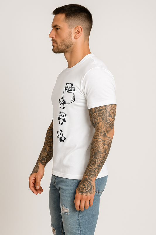 Round neck white T-shirt ( Panda design)