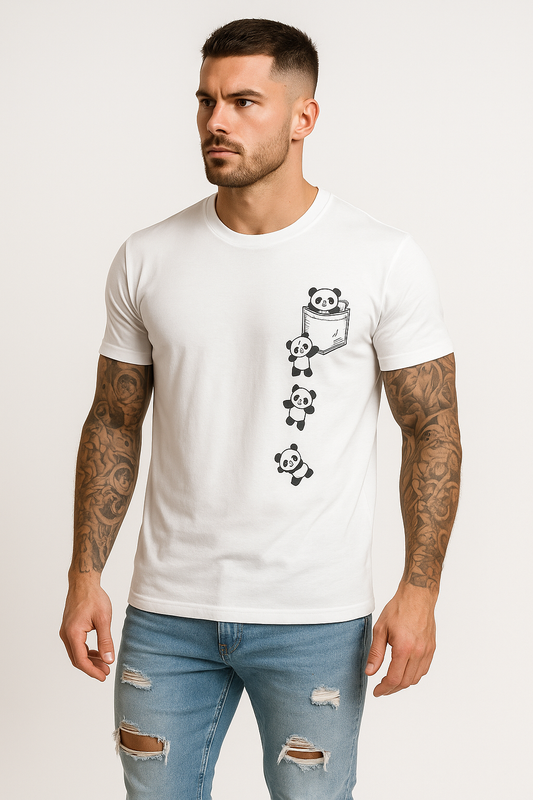 Round neck white T-shirt ( Panda design)