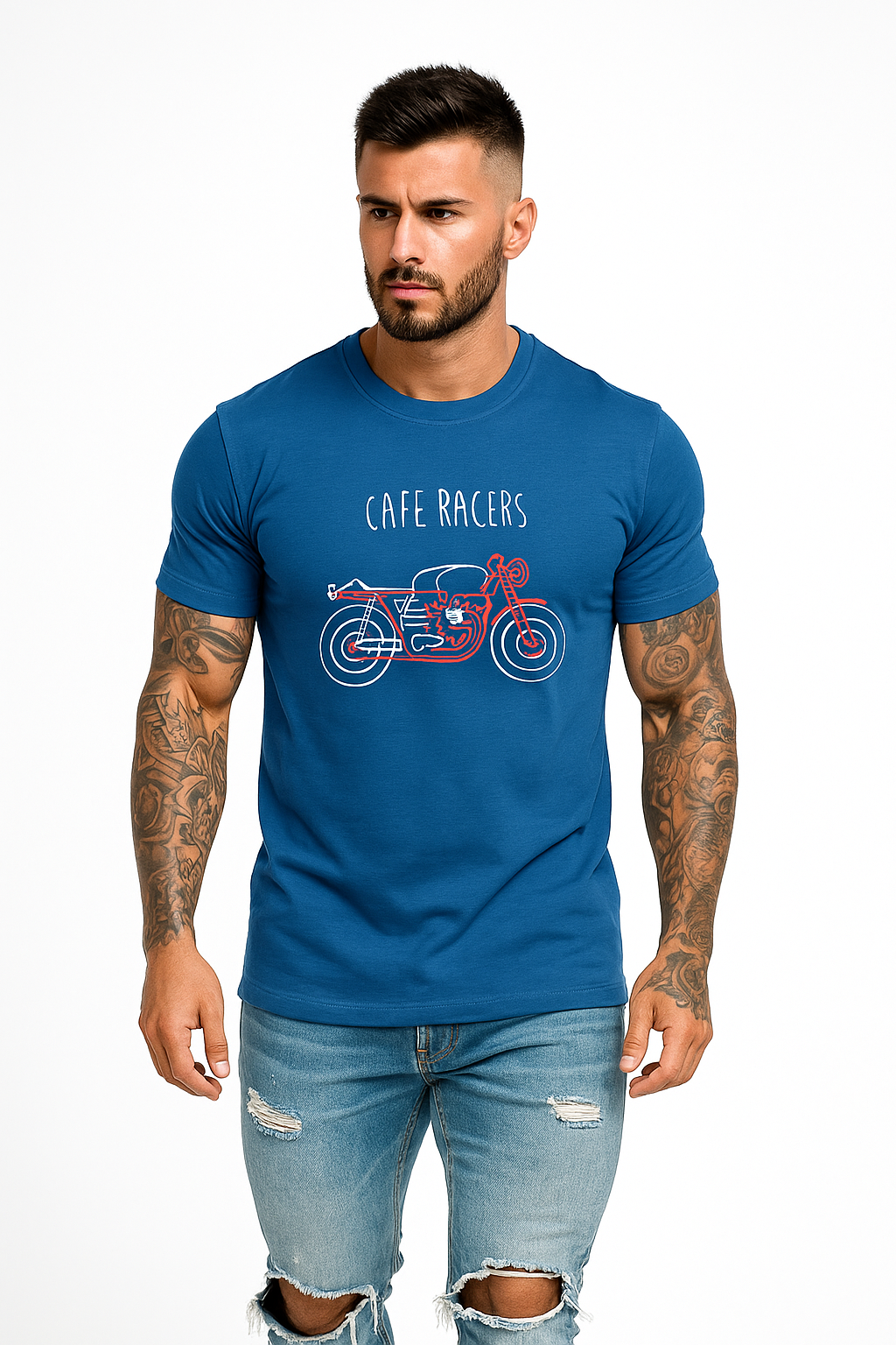 Royal bule round nack t-shirt