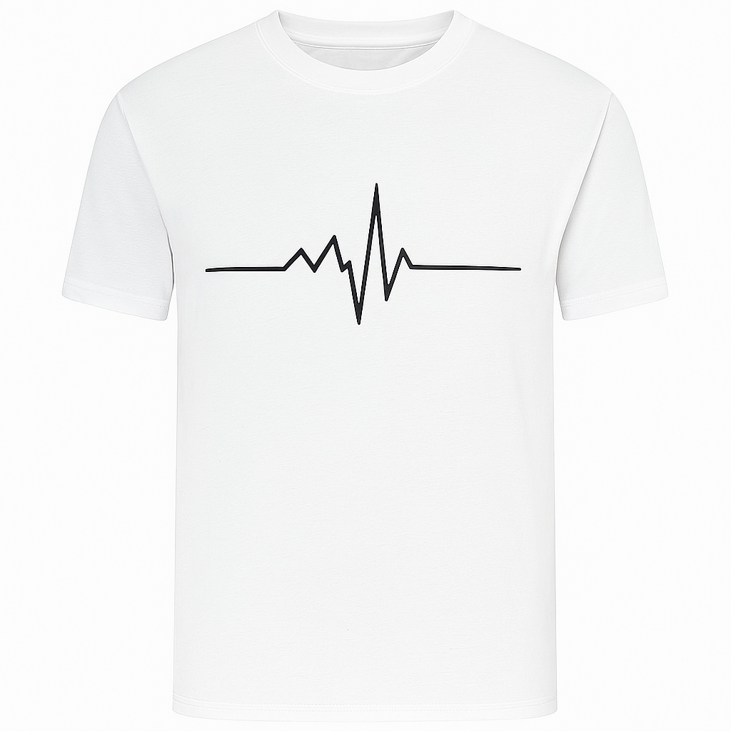 Round neck white T-shirt ( Line design)